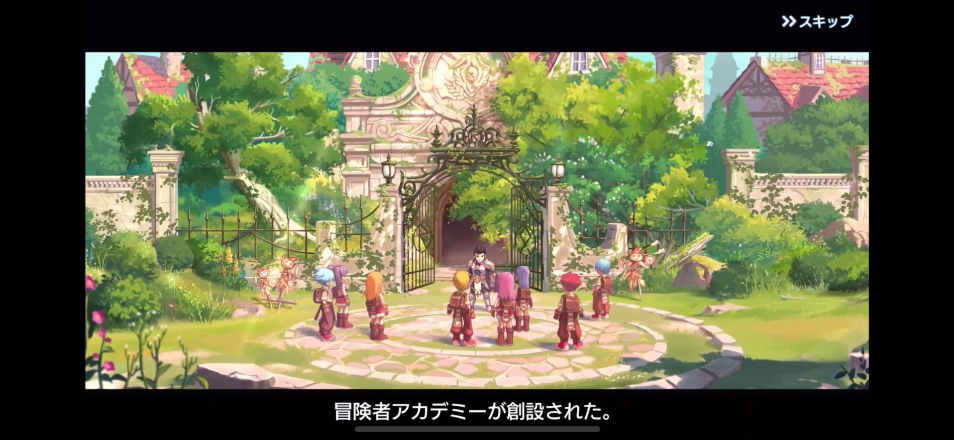 オープニングのカットシーン。主人公はルーンミッドガッツ王国の冒険者アカデミーに参加する