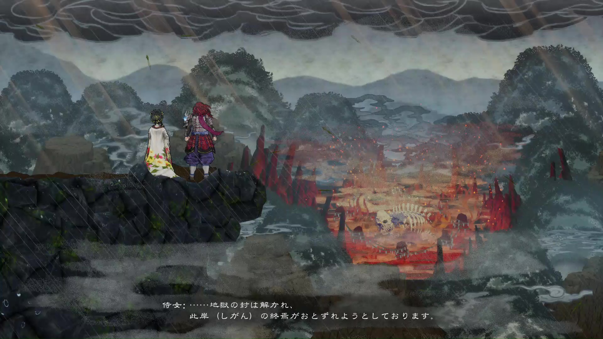 月氏27代当主の月風魔と侍女。封印が解かれた地獄に挑んでいく