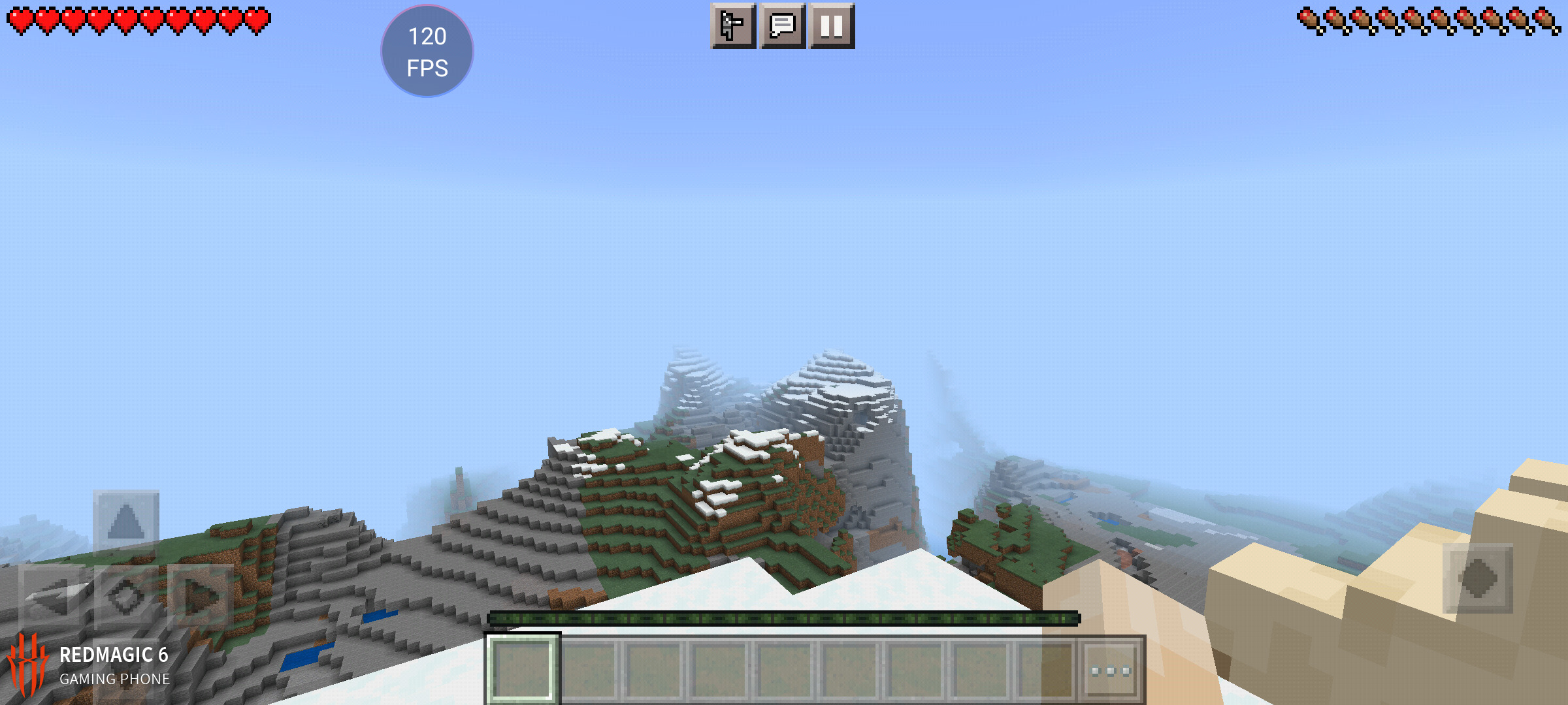 チャンクを下げると、こんな感じで山の向こうが見えなくなる