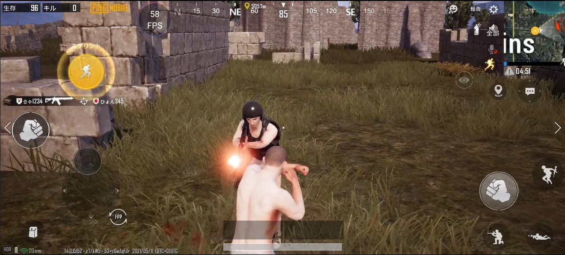 「PUBG Mobile」で「ショルダートリガー」を試したところ、快適に連続パンチが繰り出せた!