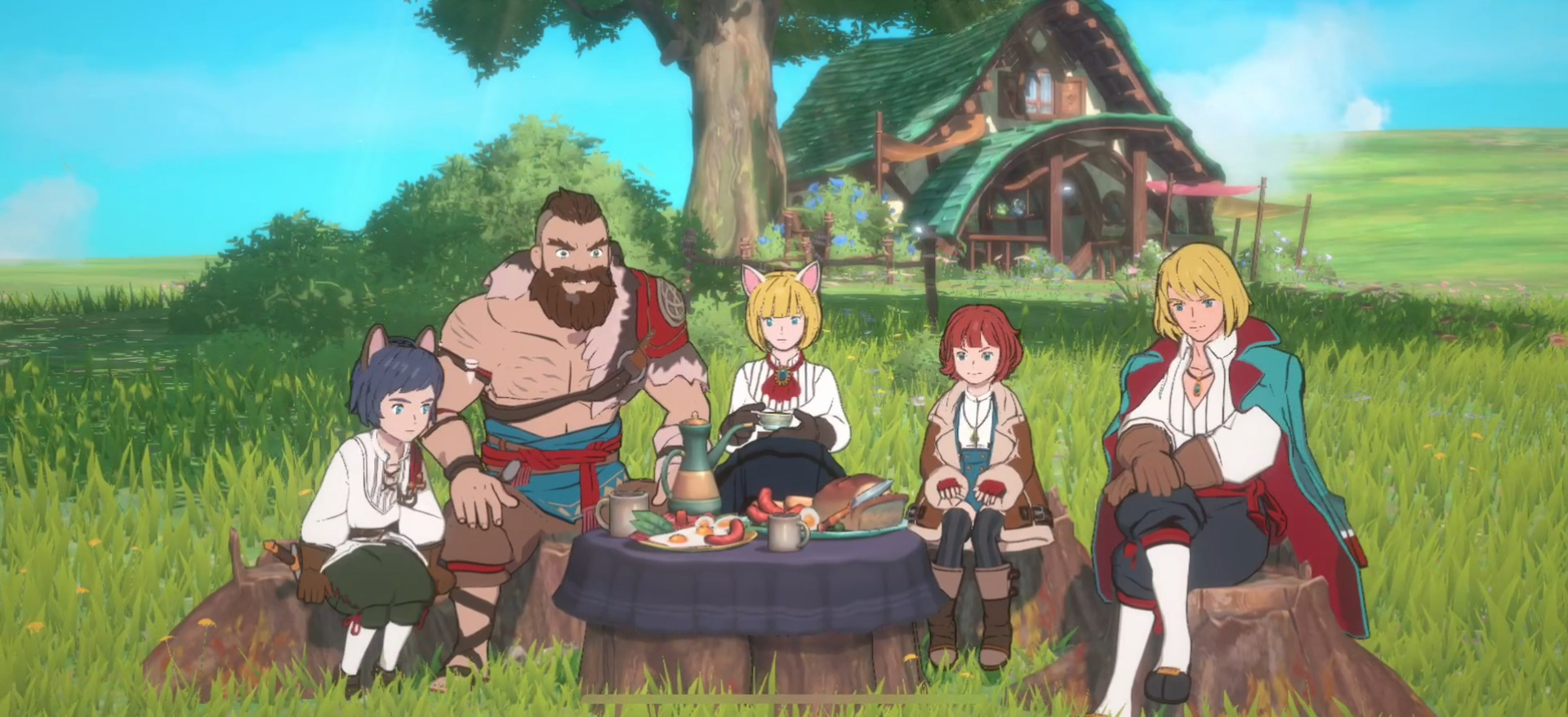 ピクニックのワンシーンにしか見えないキャラクター選択画面