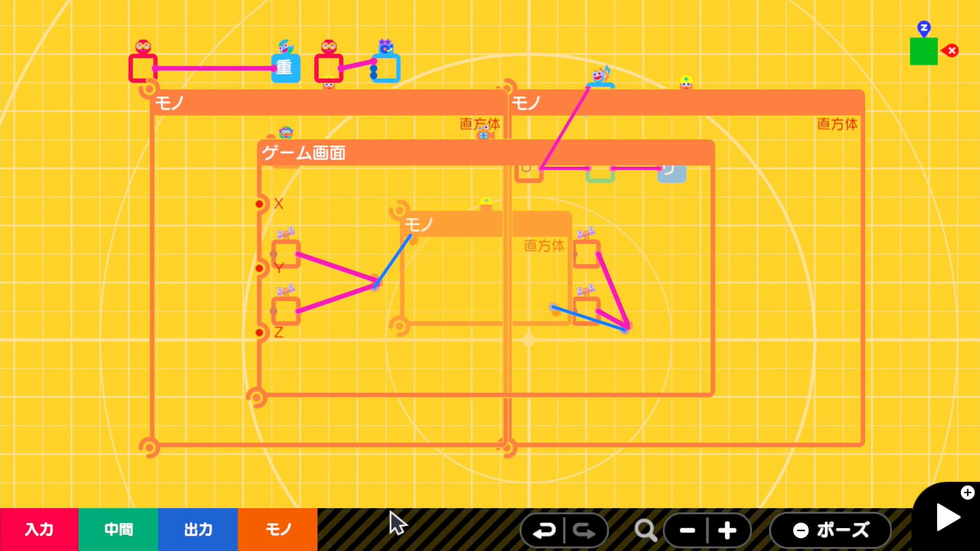 オトスのプログラム画面を上から見たところ