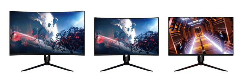 左:曲面型32型、中央:曲面型27型、右:平面型27型