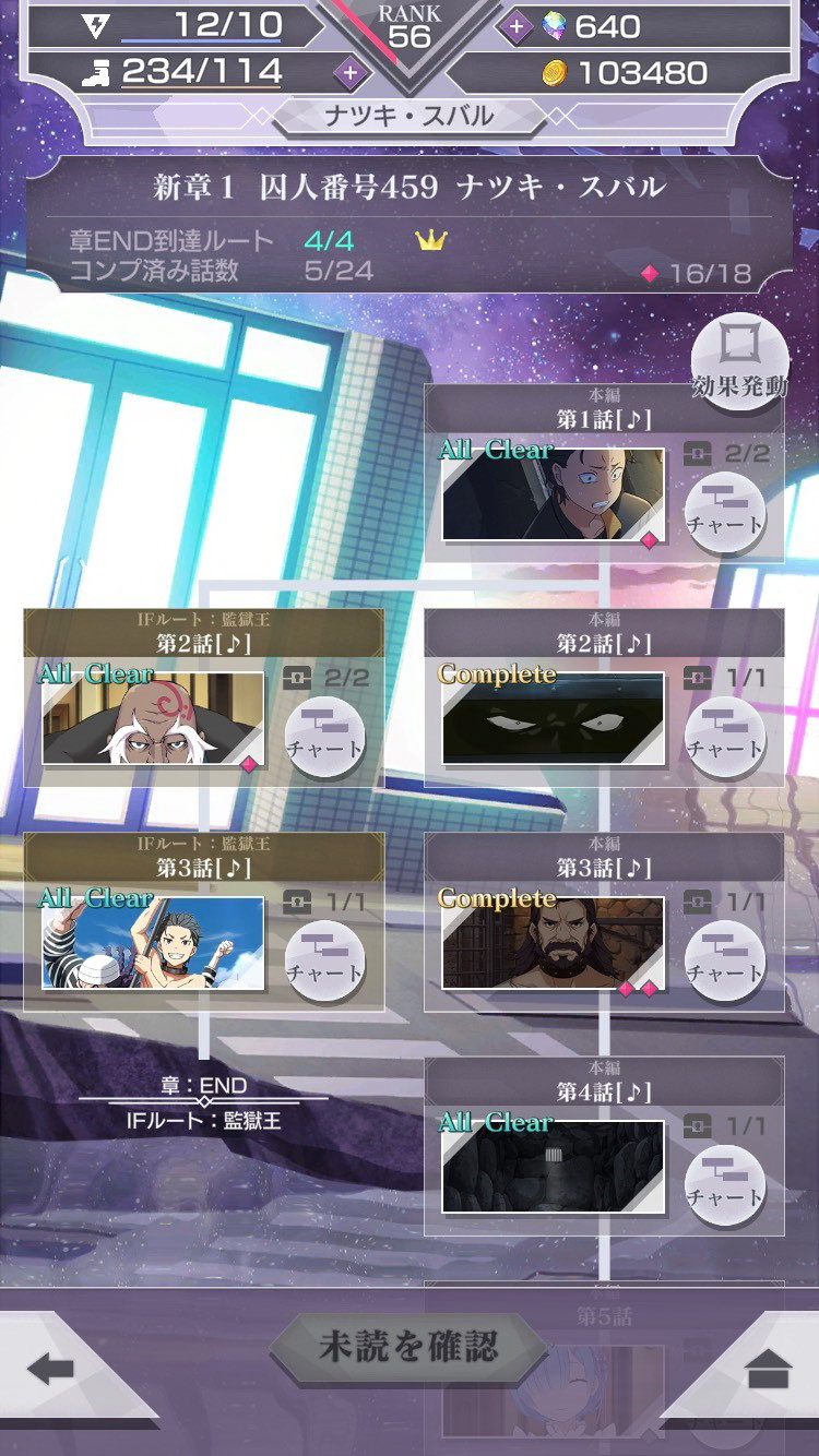 「新章1 囚人番号459 ナツキ・スバル」の分岐図