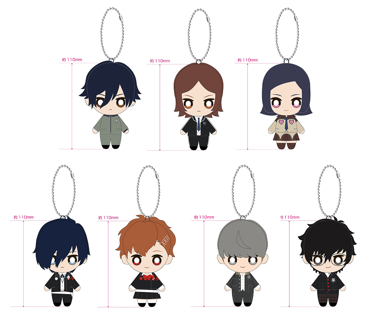 主人公ぬいぐるみキーホルダー7種 価格：各1,650円(税込)