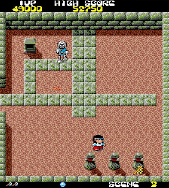 下3桁をゼロにして黄色の水晶玉の出現地点を撃つと、1UPの御祓い棒が出現する