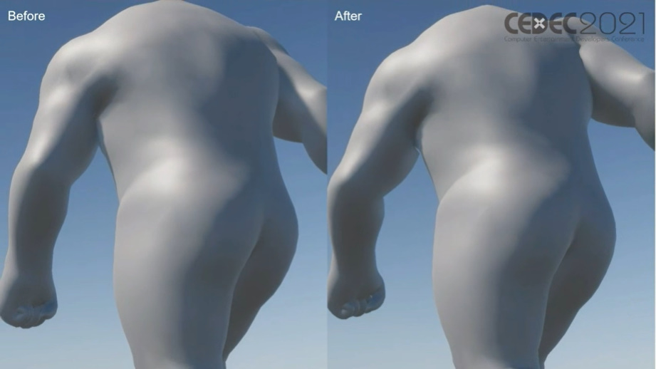 静止画だとわかりづらいが、動きに合わせた細かい振動が肉体に加えられている