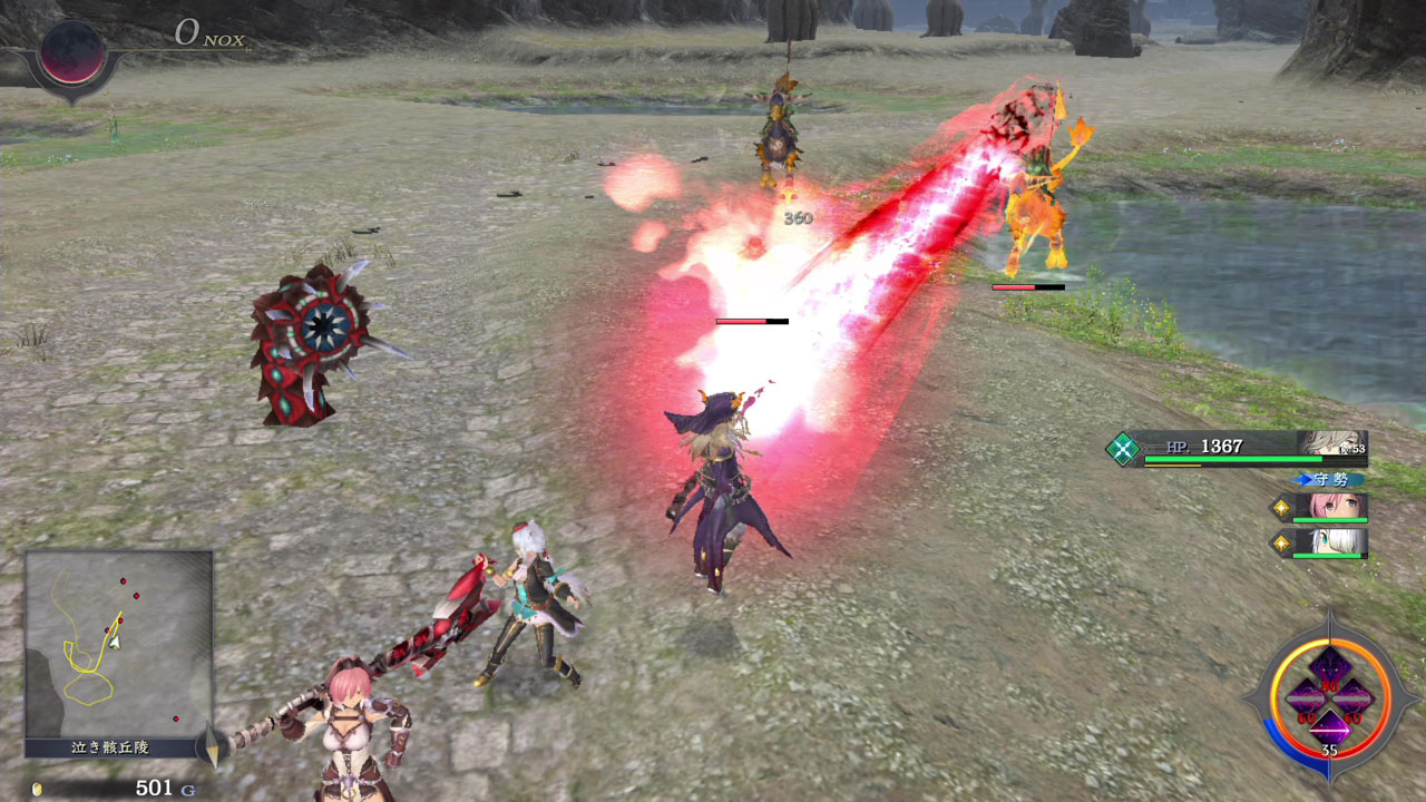 紅蓮の熱線を放つスキル攻撃。熱線を左右に振れば前方の敵を薙ぎ払うこともできる