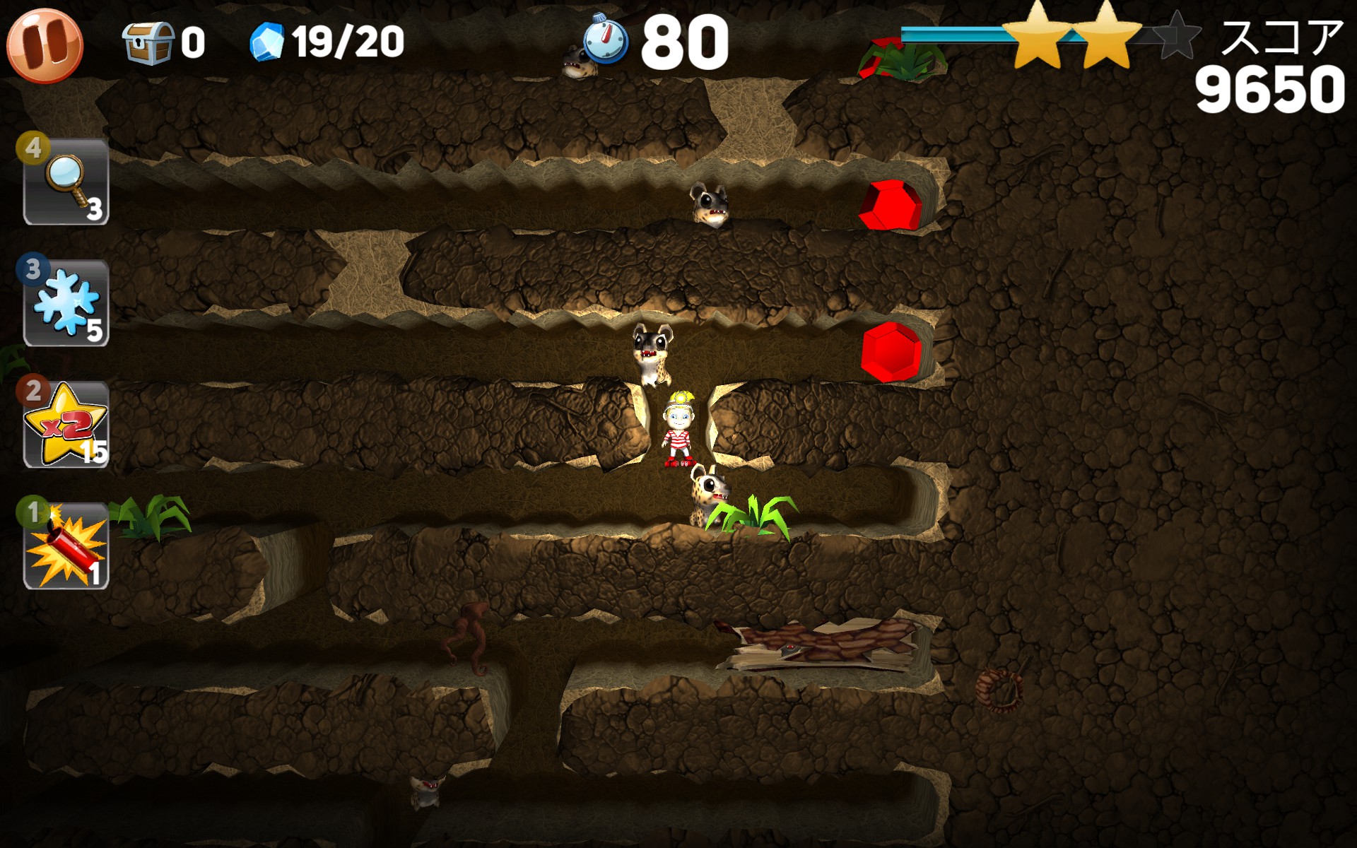 スコアの左側には☆が表示され、各レベルごとに条件を満たすとゲージが伸びていき、☆の場所まで到達すると☆1つをゲットしたことになる。4番目のステージまでは、☆の総数でアンロックされるシステムだ