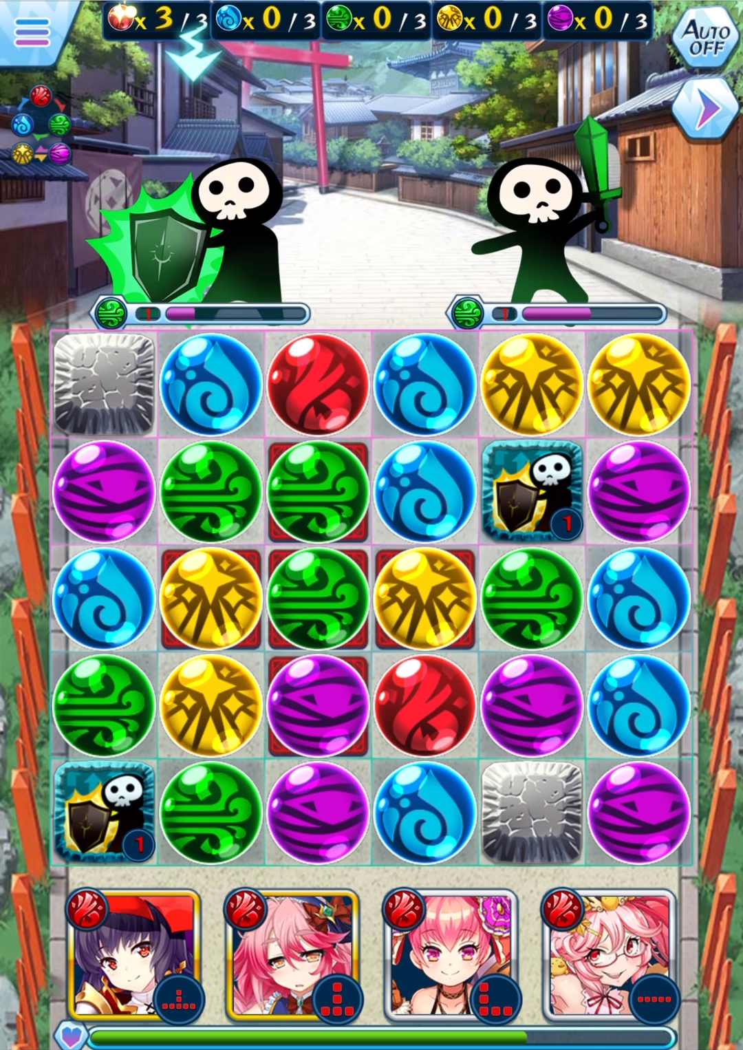 コアピースの一つとなるバリアコアが盤面にあると、その間は敵キャラの受けるダメージが減少する。戦闘が長引くとプレーヤー側が不利になるので、早めに対処したい