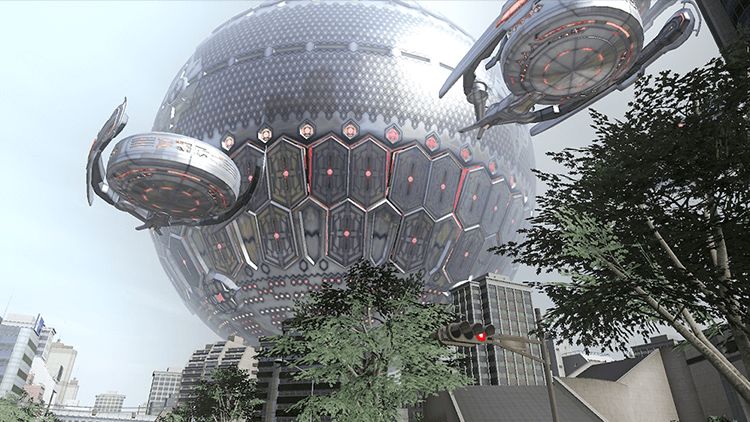 異星生命体フォーリナーの母船と思われる超巨大な球状の浮遊物体