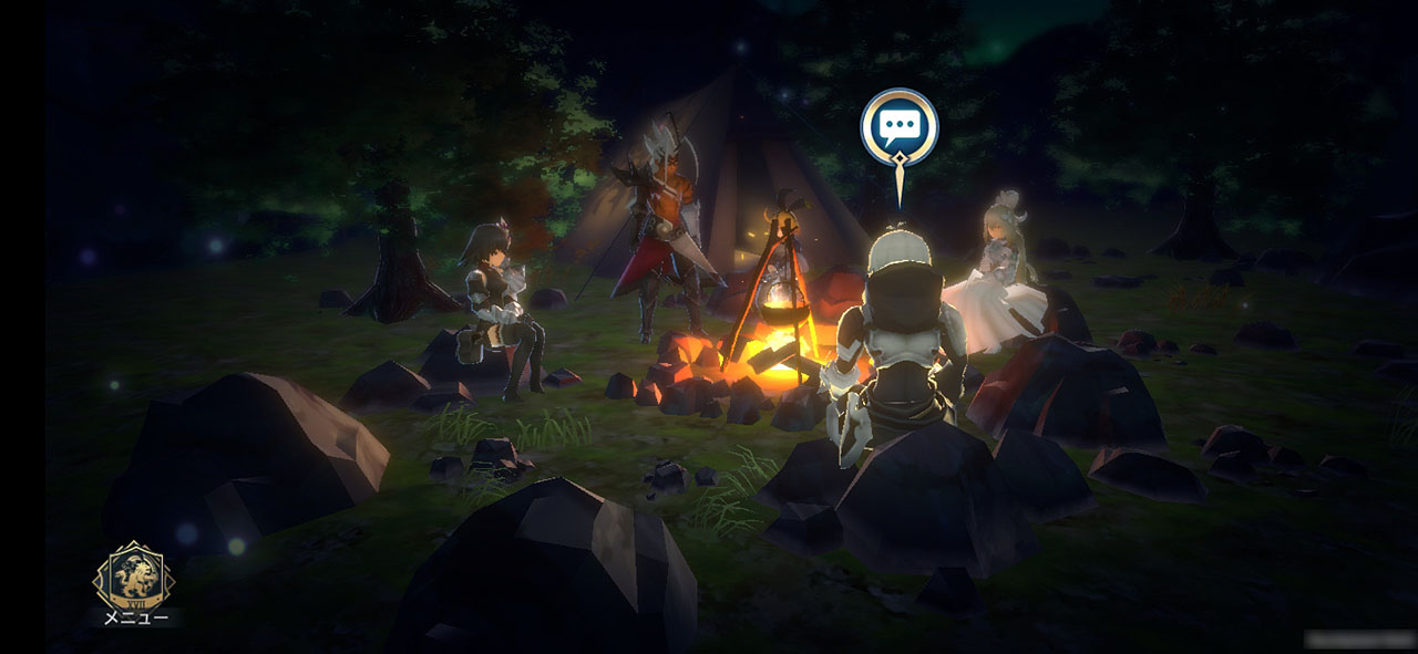 キャンプで仲間と会話をすることで、キャラクターの内面や心情などが垣間見える