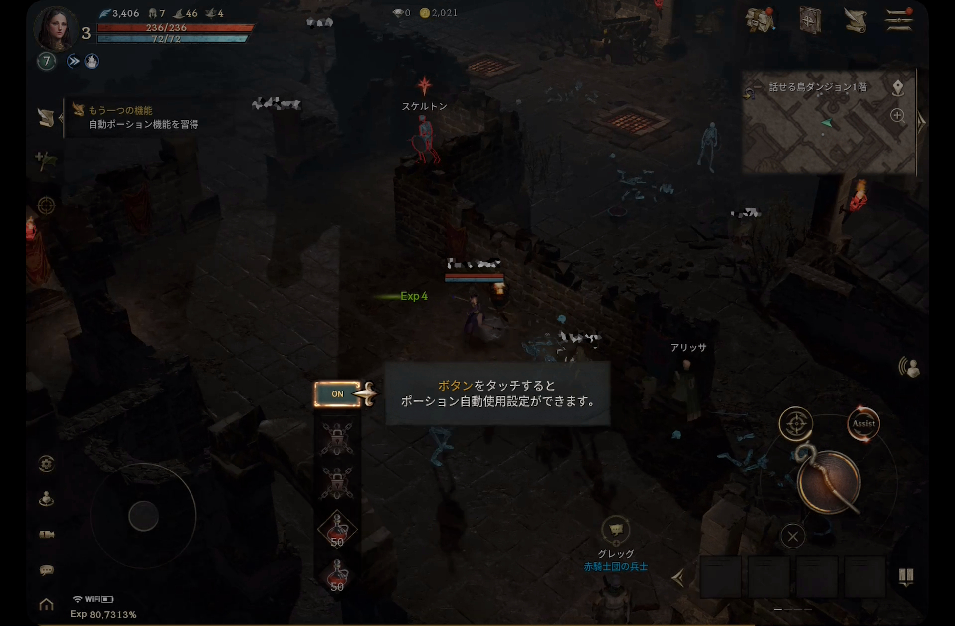 自動使用リストに回復薬を登録すれば、HPが少なくなったときに自動的に使ってくれるのだが、その加減などの細かな部分はプレーヤーが任意に設定可能だ。自分好みに調整して、ベストの状態で戦闘に望みたい。