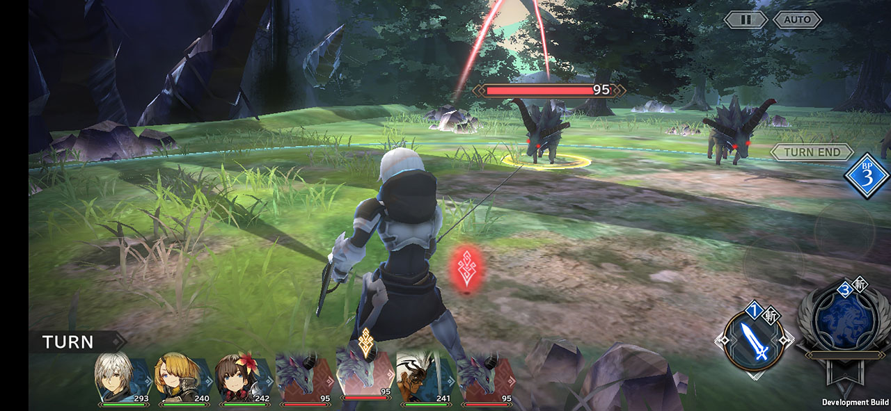 コマンドバトルながら、キャラクターを自由に移動させられる