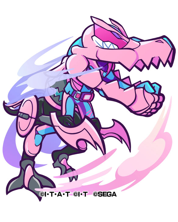 赤属性の攻撃力と体力を強化するリーダースキルと「こうげき」×20の属性攻撃＋麻痺を与えるスキルを持つ「仮面ライダーリバイス」。☆7になるとリバイとバイスが合体して各バイススタンプに対応した姿になるリミックスの形態の1つ「リバイスレックス」の姿にへんしんする！