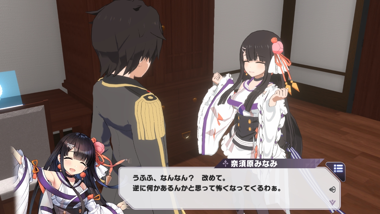 アドベンチャーパートでも3D表示されたキャラクターたちが動いて楽しませてくれる。コミカルなシーンも多くある