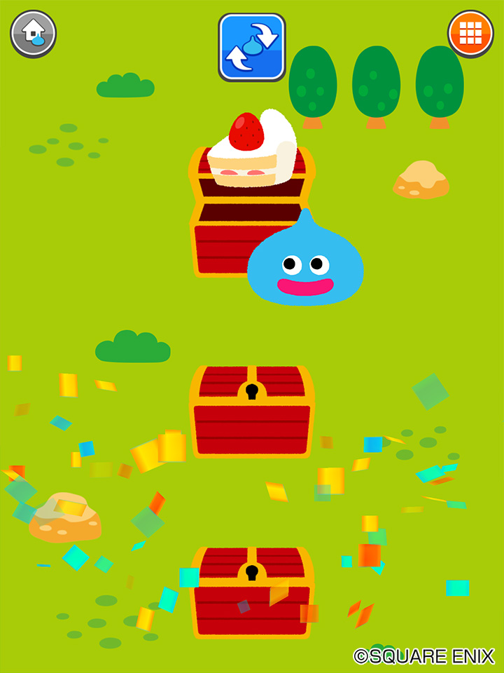 3つのたからばこから1つ選ぼう！ スライムが開けてくれるよ