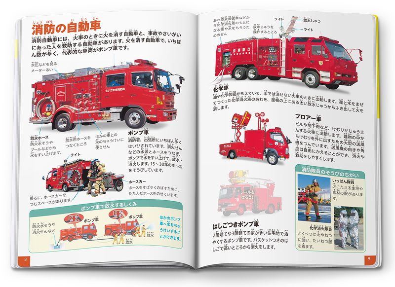 ミニ図鑑「乗りもの／はたらく自動車② クイズつき」