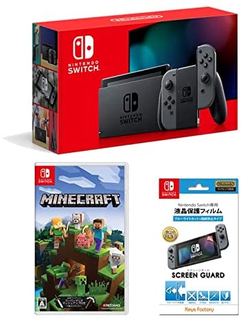 「Nintendo Switch本体Joy-Con(L)/(R) グレー+Minecraft+SCREEN GUARD for Nintendo Switch」