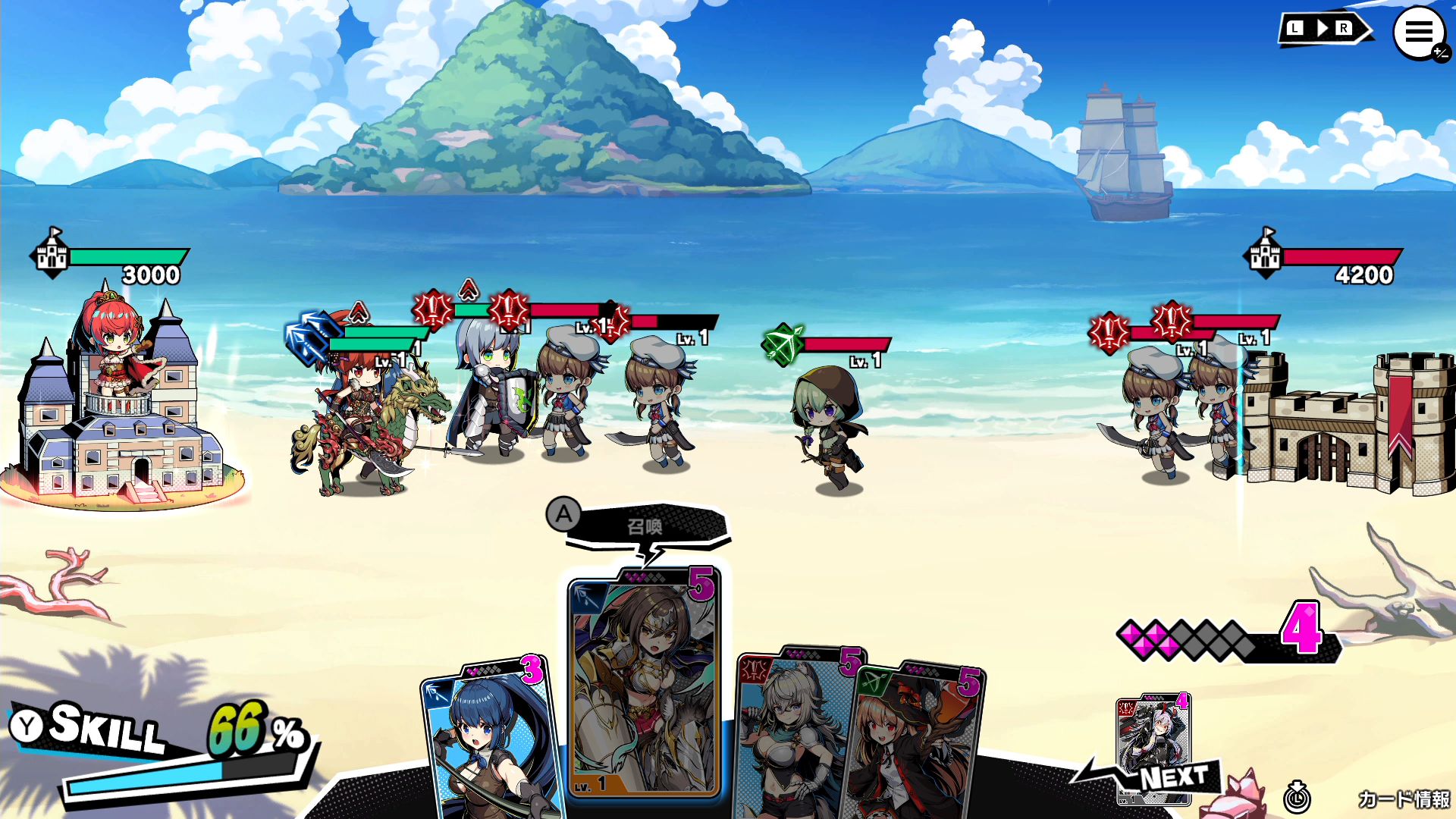 敵とのバトルでは、拠点を制圧してユニットやゴールドを獲得しよう