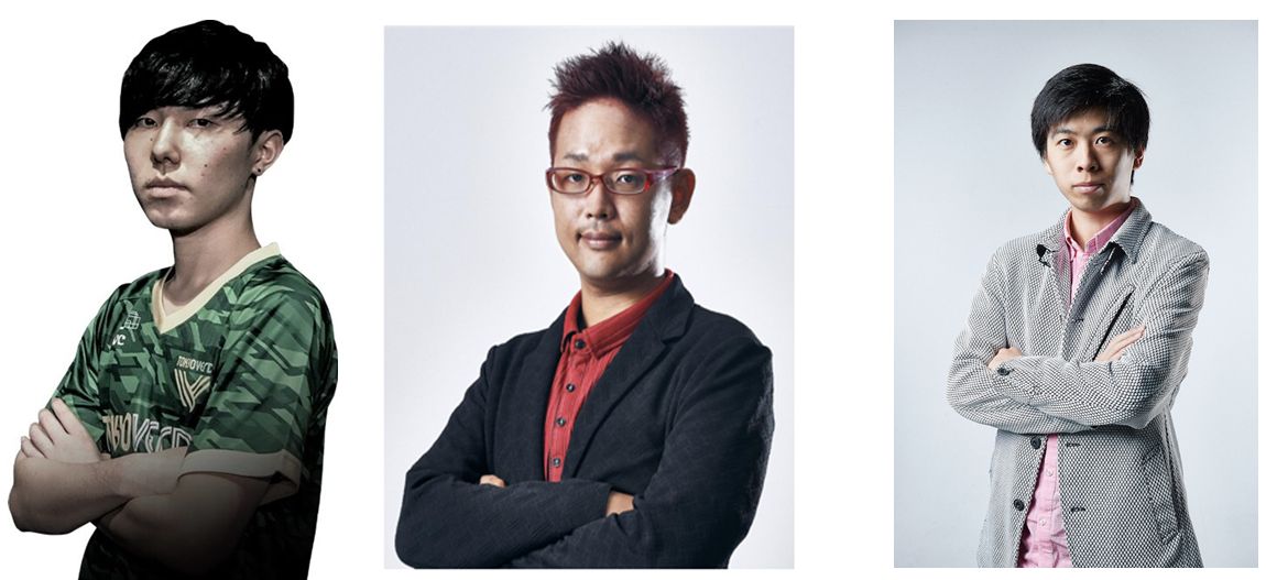 ReaLize（リアライズ）選手（左）、kokken（コッケン）氏（真ん中）、dore52x（ドレックス）選手（右）