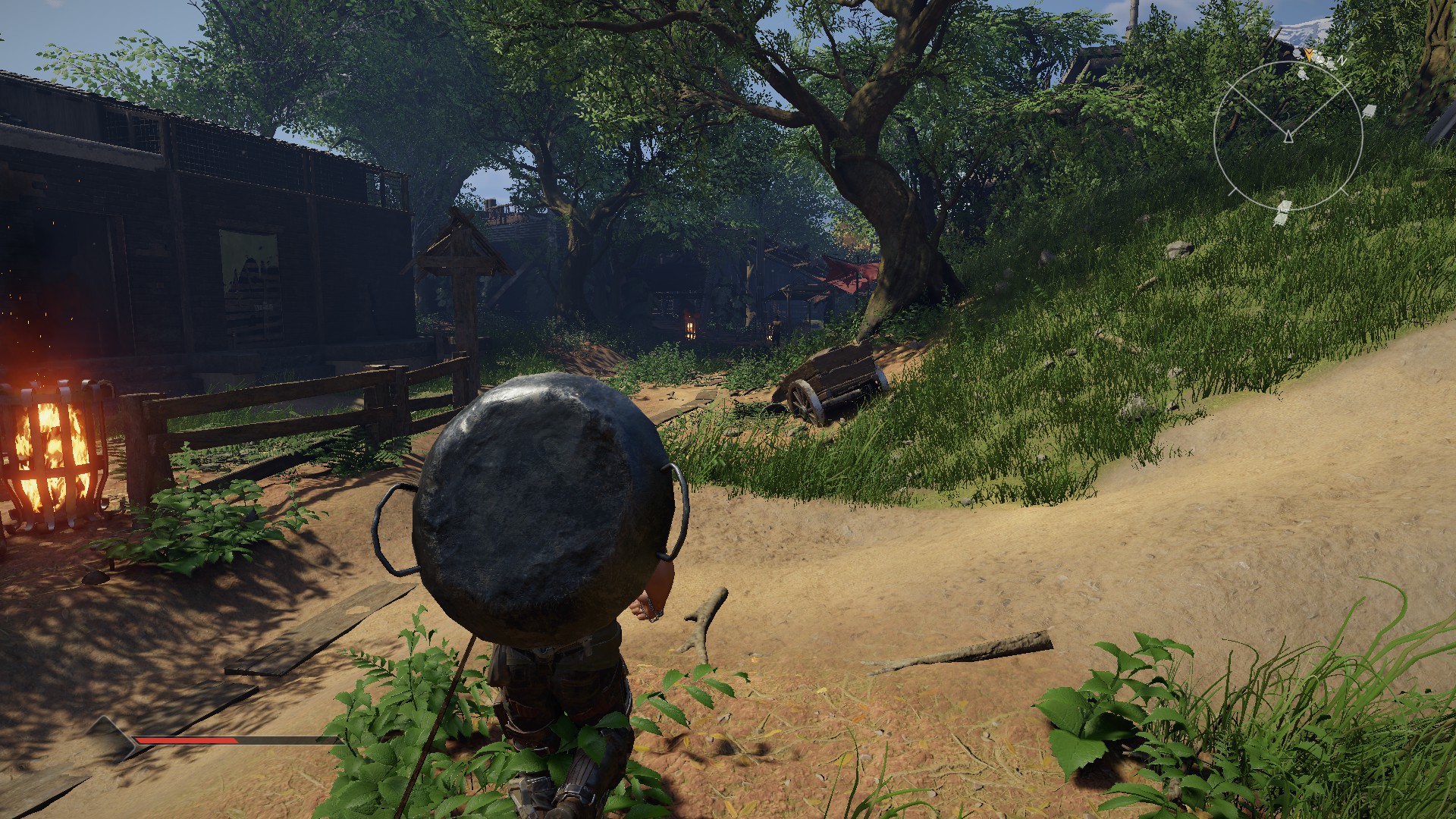 プレイを進めていくと、いつの間にか巨大鍋を装備していることもある。殺伐としているからこそ、こうした光景が面白い