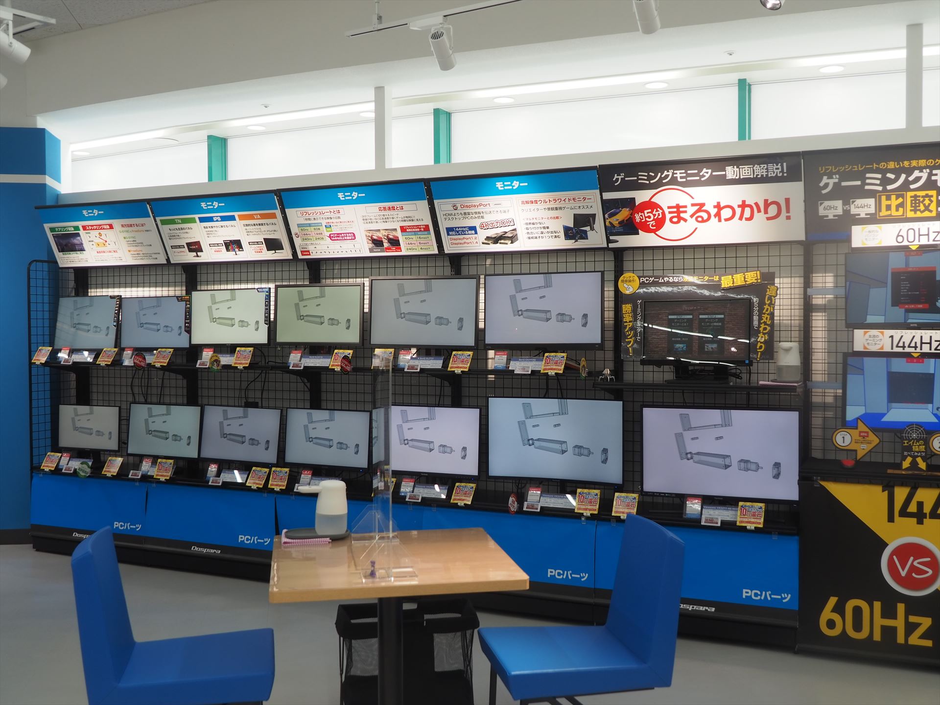 こちらはモニターのコーナー