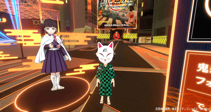 バーチャル世界でキャラクターたちと記念撮影をするのも楽しい