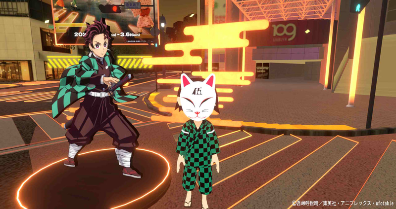 バーチャル世界でキャラクターたちと記念撮影をするのも楽しい