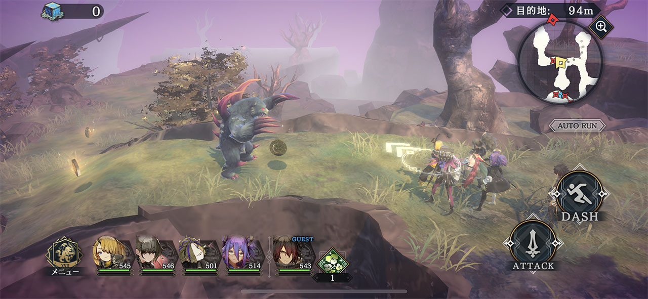 フィールド上の敵は、こちらを発見すると迫って来る