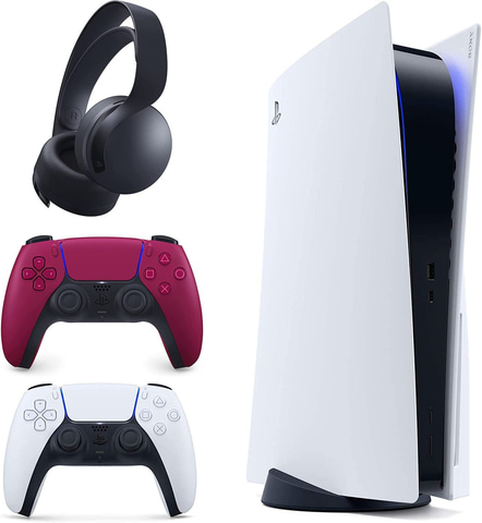 【3点セット】PS5 本体ディスク搭載＋純正ヘッドセット＋PSマフラータオル