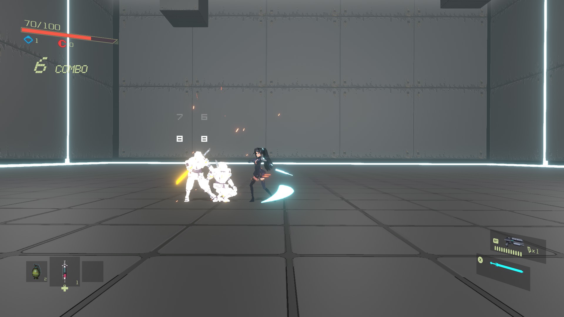 手軽に出せるコンボやジャンプ攻撃など攻撃方法も多彩。ハンドガンによる攻撃も映える！