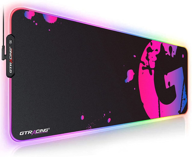 GTRacing ゲーミングマウスパッド 大型 ゲーミングマウスパッド デスクマット マウスパッド光るマウスパッド ゲーミング 大型 キーボードパッド 光学式 防水 ズレない ゲーマー向け かっこいい (DJ)