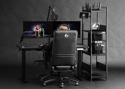 昇降式　テーブル　椅子　ゲーミング、PC作業、事務作業などに！　　バウヒュッテ バウヒュッテ、電動昇降機能付きゲーミングデスクの在庫が復活