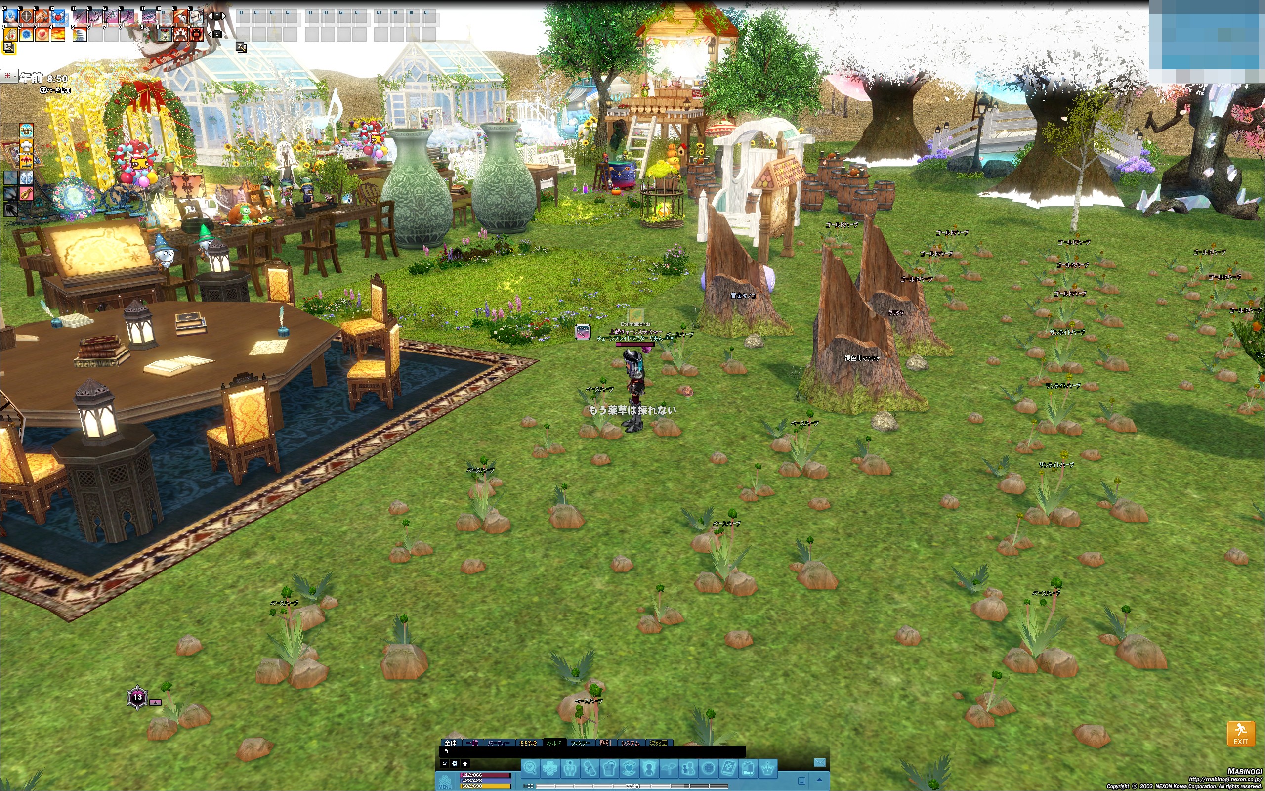 様々なオブジェクトがある。ハーブ畑が充実していて、とても助けられた