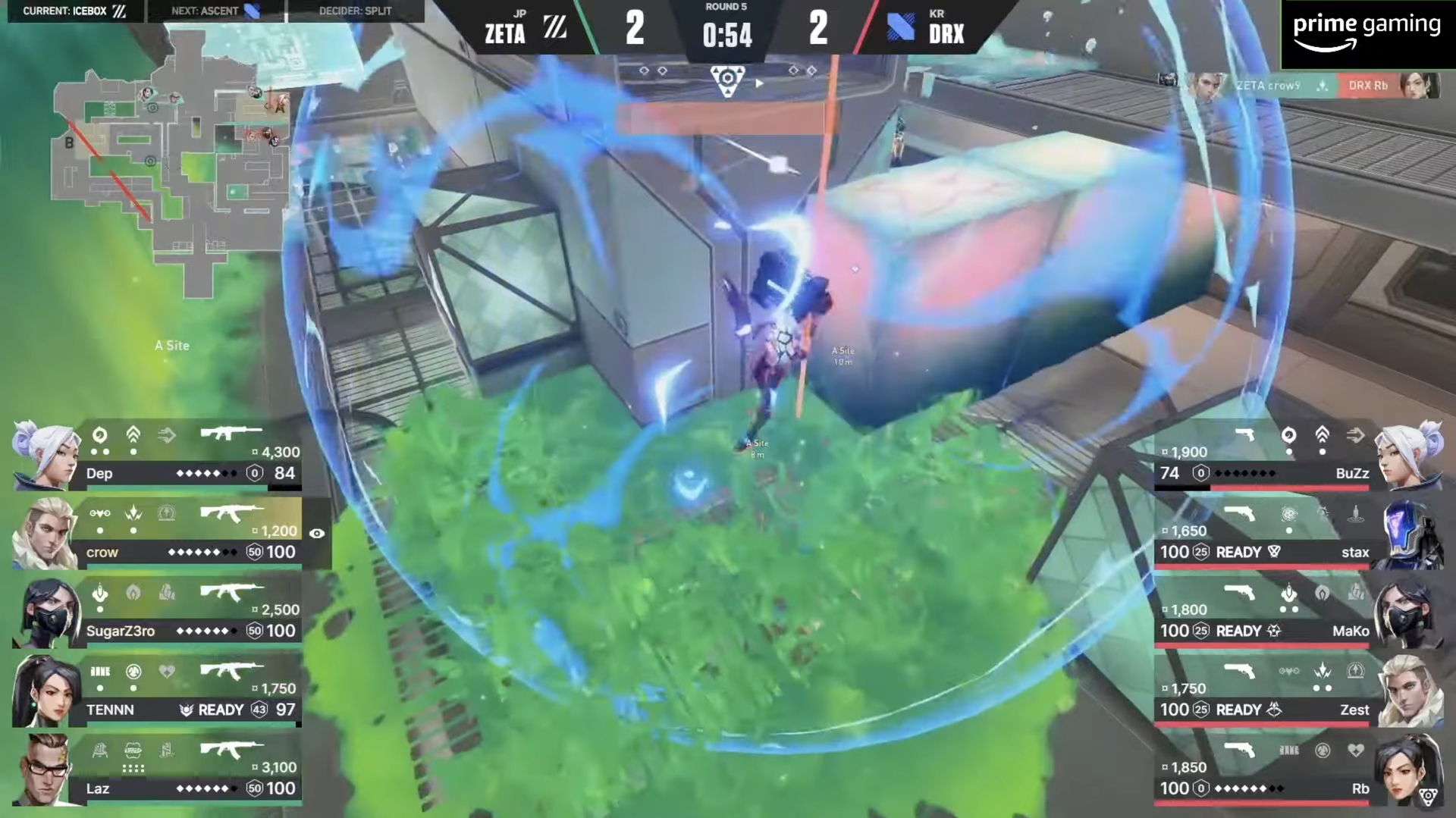 続く第5ラウンドでもSugarZ3ro選手とcrow選手がスパイクの設置を阻止。先程とは設置位置が違うが、しっかりと対応している