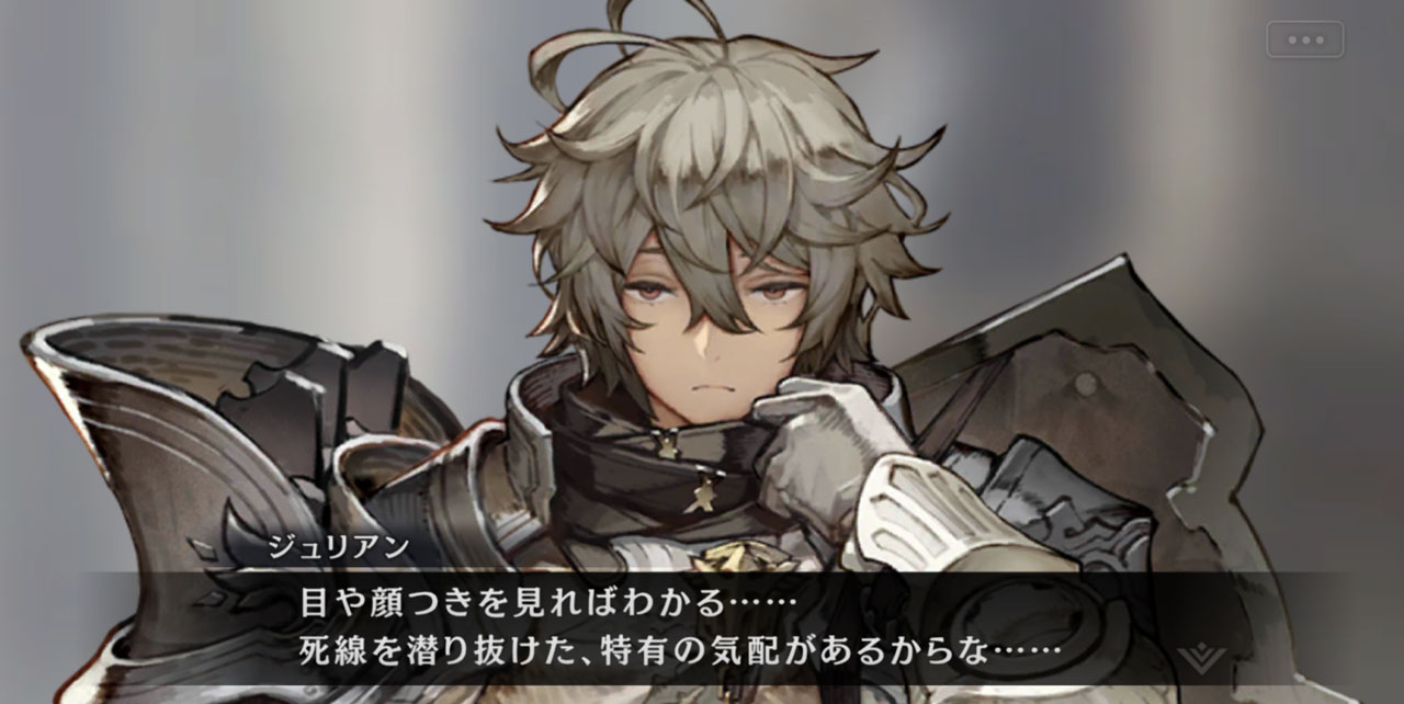 多くを語らない寡黙な騎士。一応主人公たちに信用を置いているようだが