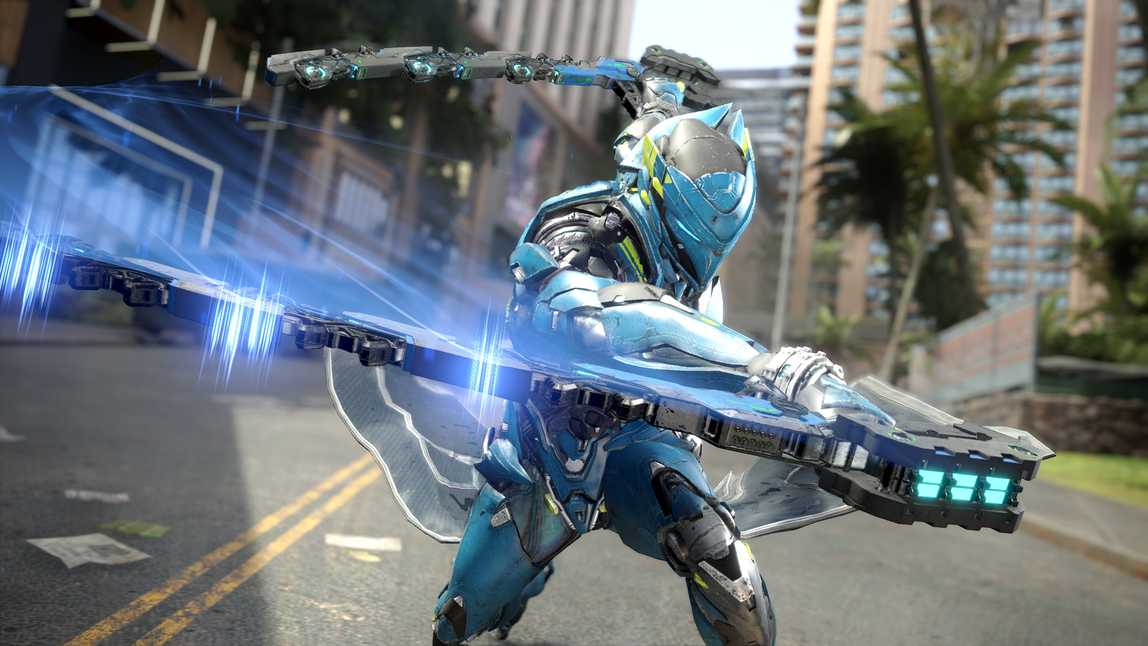 ゲーム内で使用可能なエグゾスーツは複数存在。こちらはアサルトのロールを担う「ゼファー」