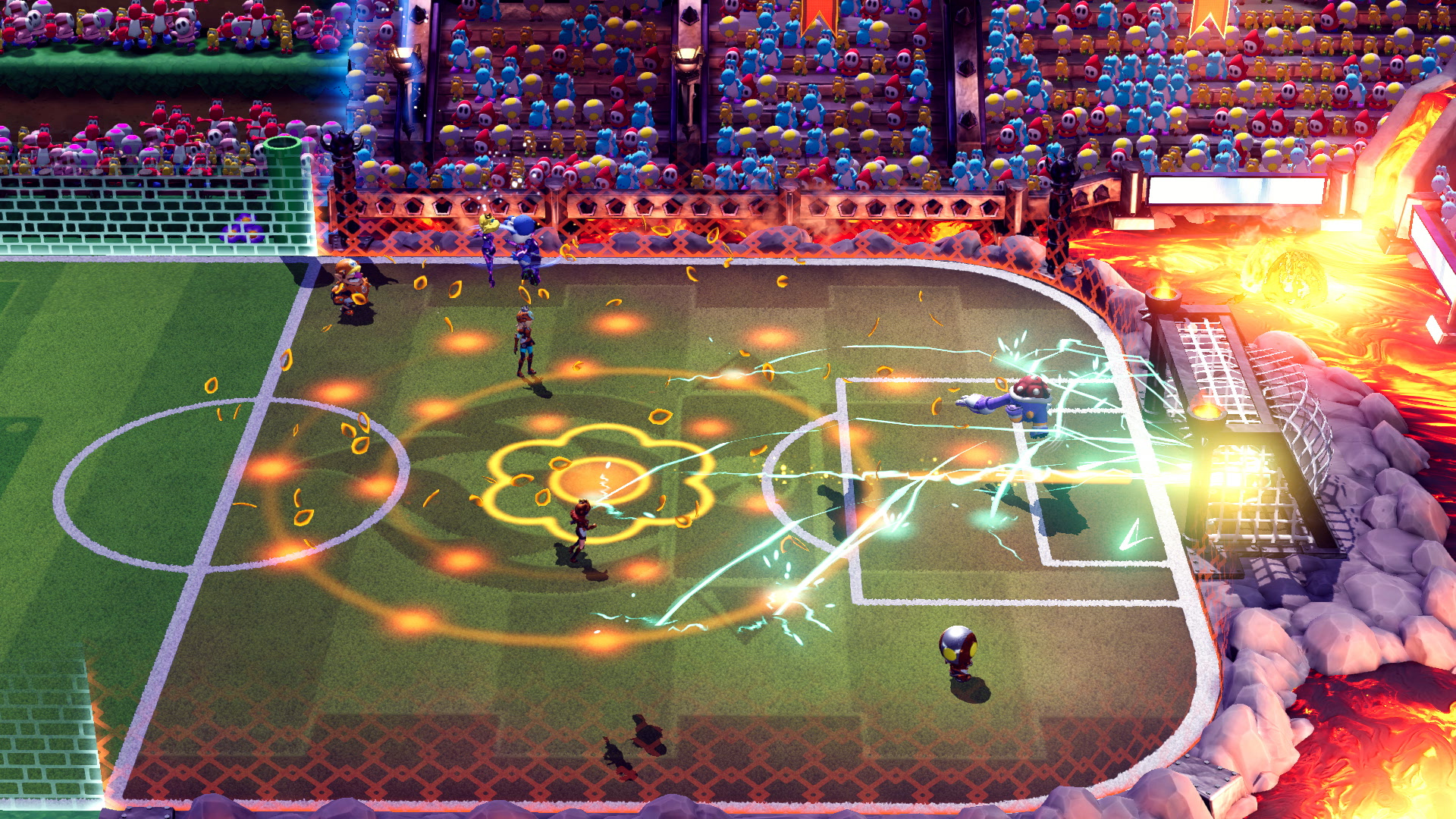 強力な必殺シュートであるハイパーストライク「フラワースパイラル」を使用する