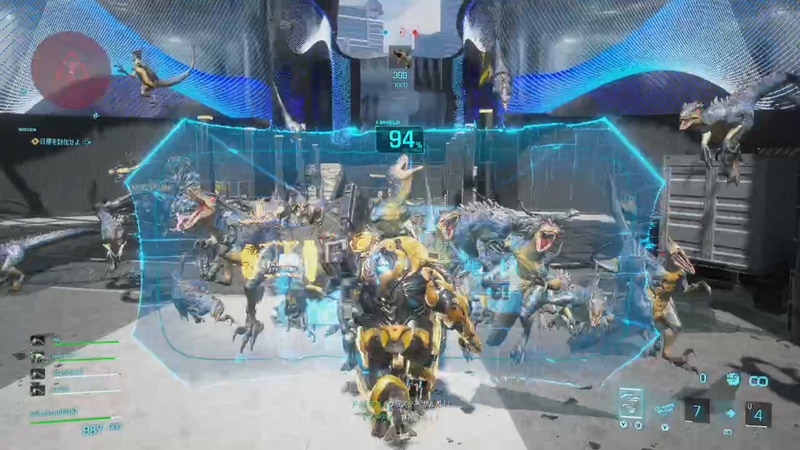 「TANK」はゴツイ体で敵の攻撃を一身に引き受ける守りの「ロール」。今回のCBTで唯一使用できた「ROADBLOCK」は巨大な盾を駆使して恐竜の進行を防いだり恐竜に挑発を行ないヘイトを自分に向ける等正に「THEタンク」と言った性能。味方とのコンビプレーが光る非常に使いやすく面白いスーツであり、製品版で追加予定の「MURASAME」や「KRIEGER」がどのような特徴を持った「エグゾスーツ」なのか非常に楽しみな所だ