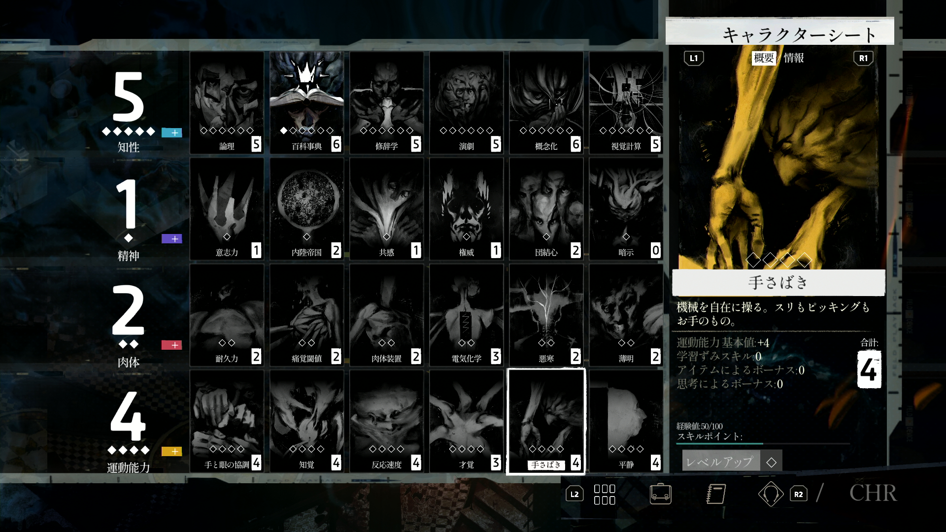 24のスキルが設定されている。これらはすべて主人公の中にある人格なのだ