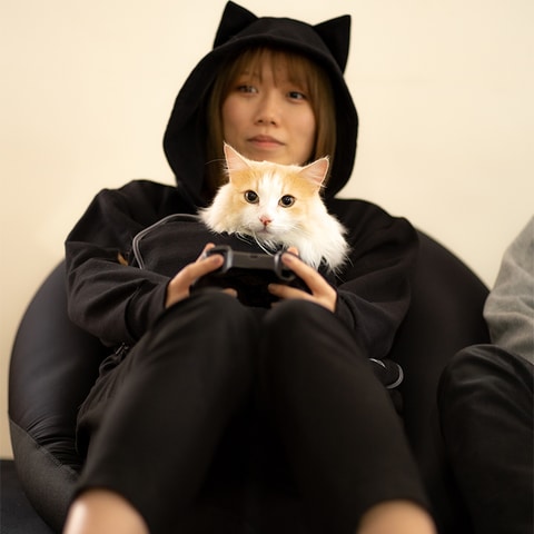 にゃんガルーパーカー Bauhutte Sサイズ　黒 ブラック 新品 暑い夏、涼しい部屋で猫と過ごそう！ 「にゃんガルーパーカー2