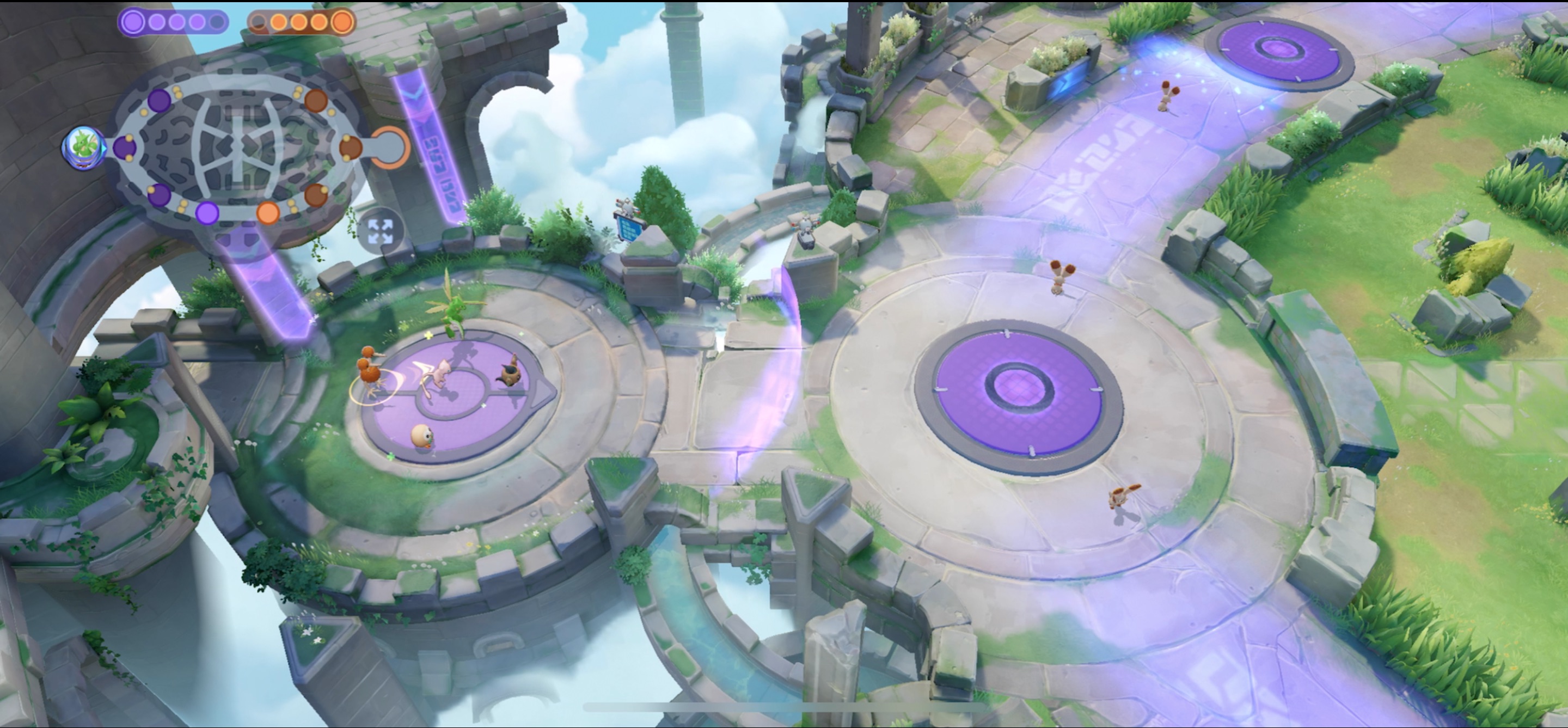 新マップ「テイア蒼空遺跡」。今までのスタジアムとは雰囲気ががらりと変わる