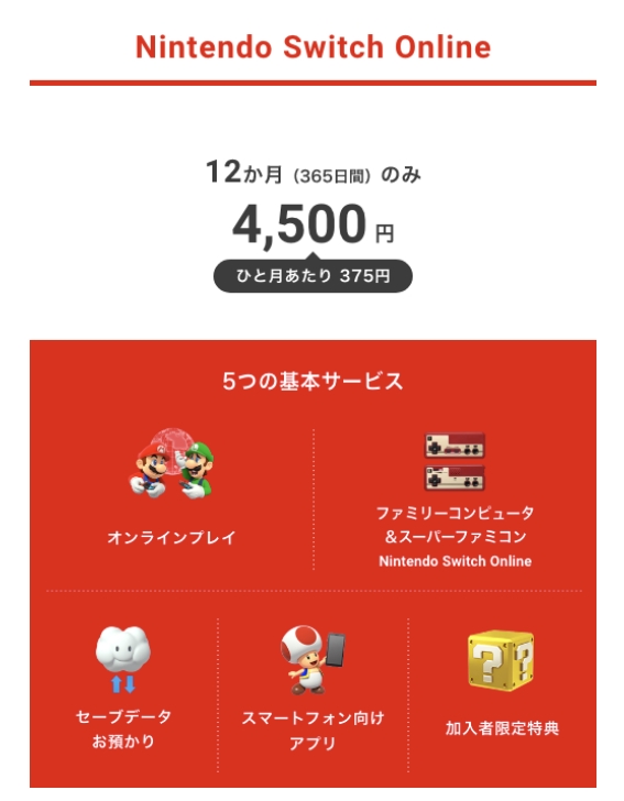 ファミリープランは12カ月のみ。2アカウント以上ある家族には嬉しいプランだ