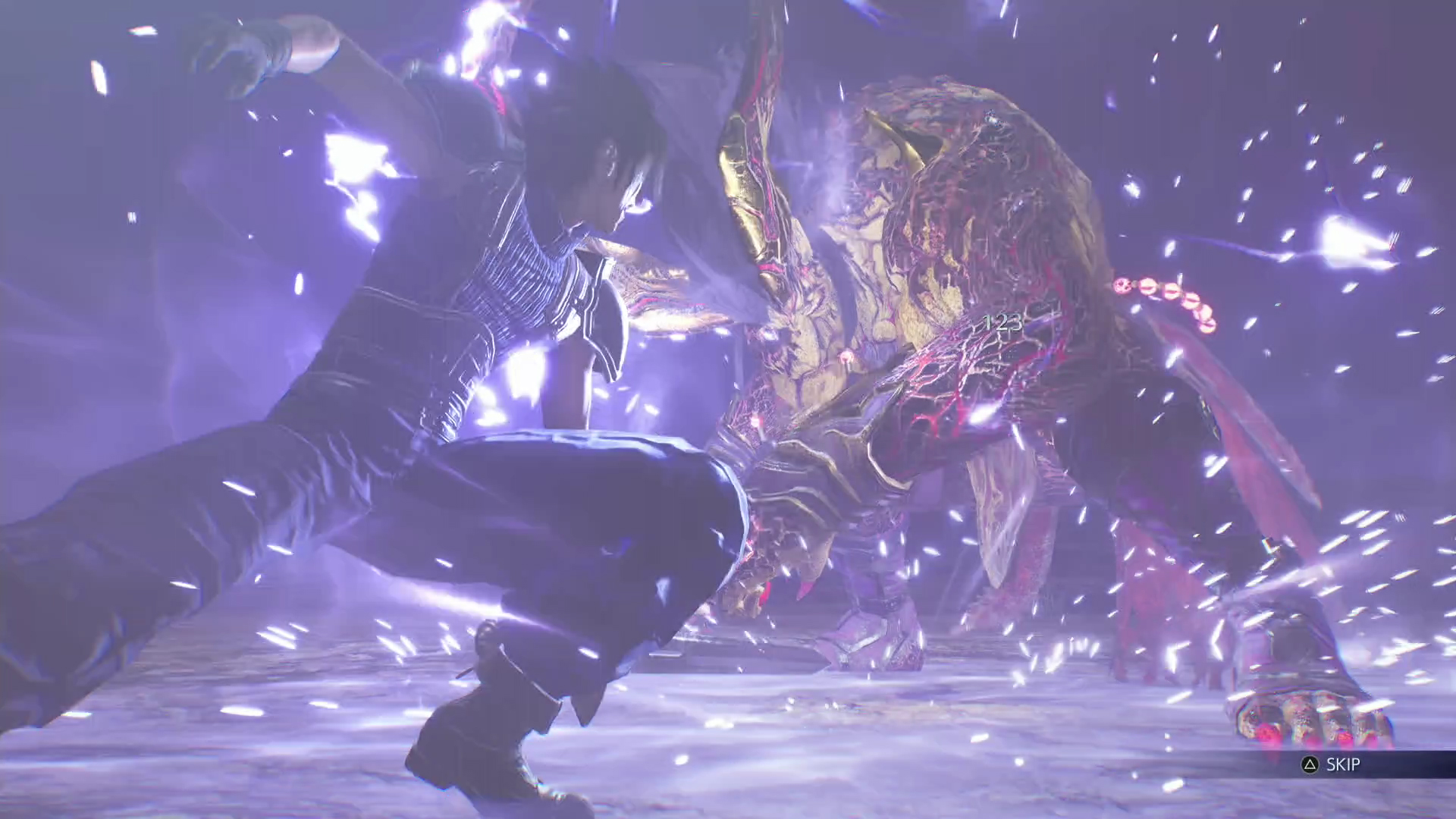 リミット技で「八刀一閃 Lv.1」を決めたところ。なかなかド派手な演出になっている