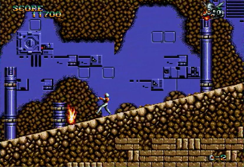 背後から出現した敵は、Cボタンでチェルノブの向きを左に変えて迎撃する