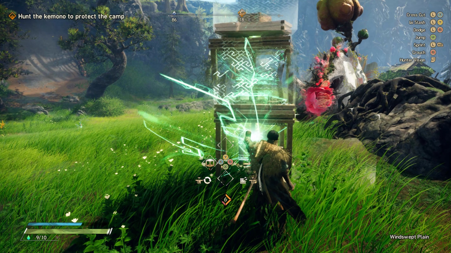 LBとXボタンを押すと、ジャンプ台が出現。画像では3つ上に重ねている