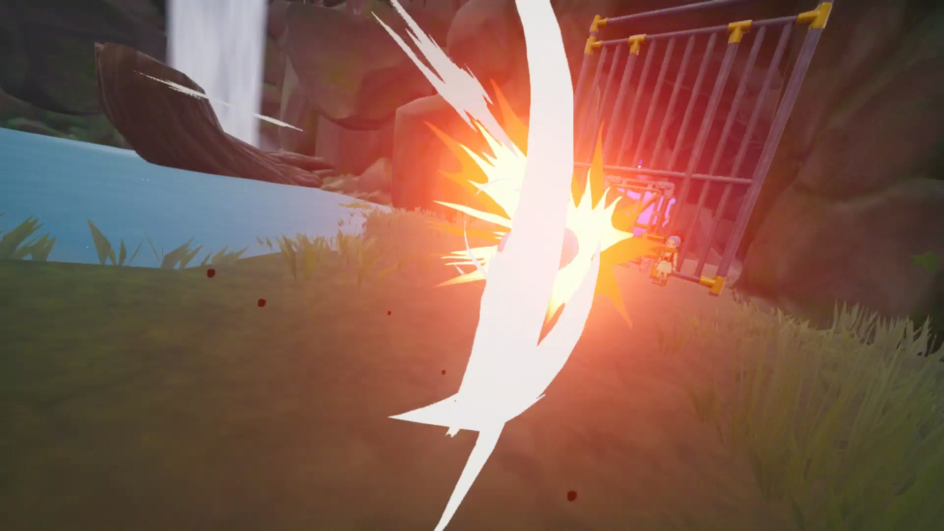 出入口と思われる部分には、鍵がかかっていて通れない。すると何かを探しているらしいキュートスライムのキラリンと遭遇するので、手伝うことに。見つけられれば、キラリンが出入口を壊して出られるようになる。