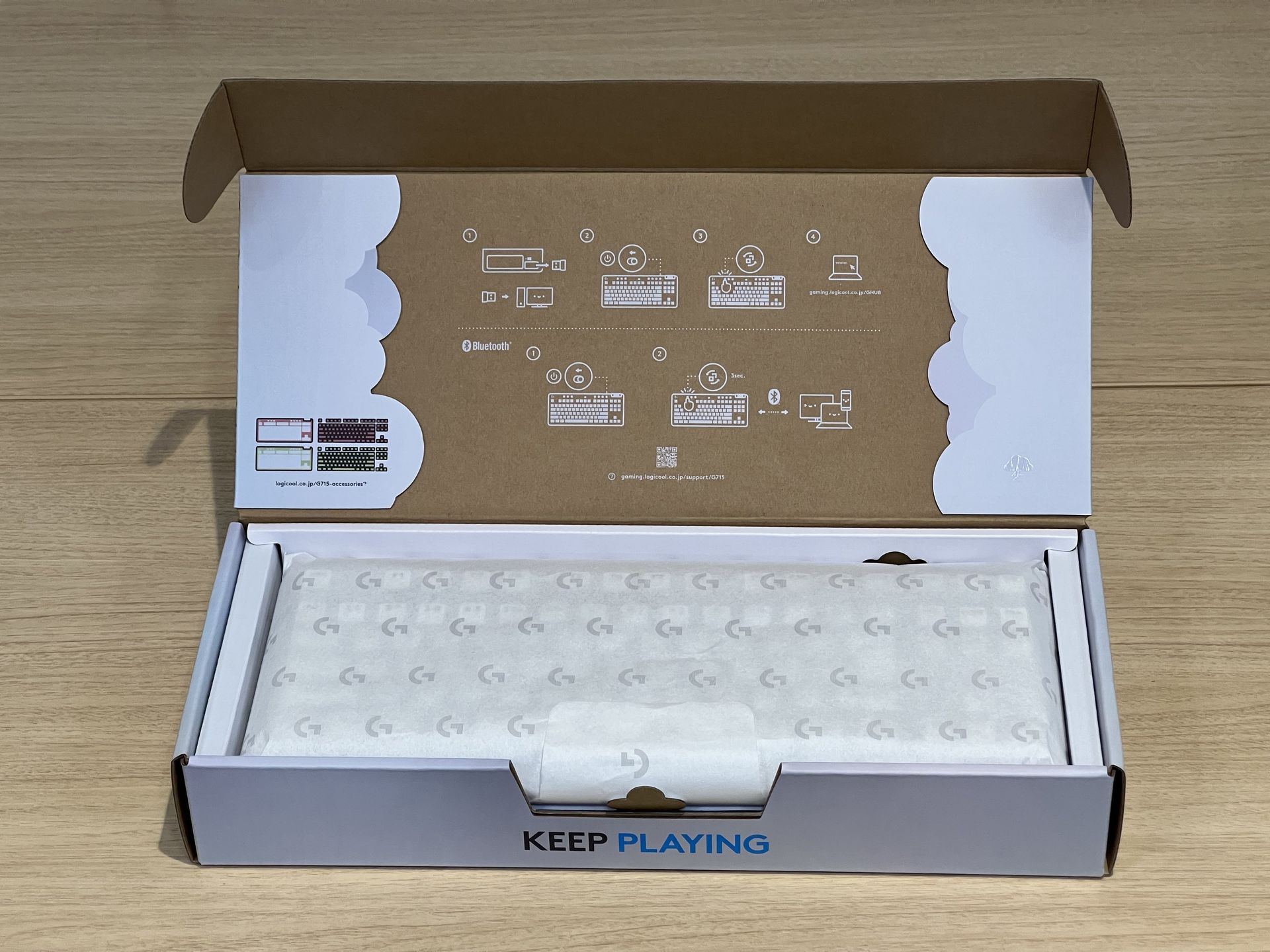 接続マニュアルは箱の裏面に記載