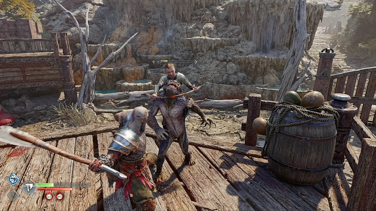 アトレウスが敵を拘束し、クレイトスの攻撃するタイミングを作り出してくれることも